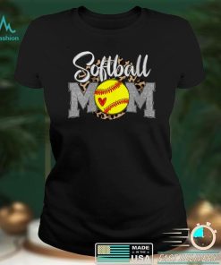 Womens Softball Mom Leopard Funny Softball Mom Mother's Day 2022 V Neck T Shirt