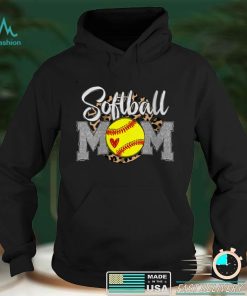 Womens Softball Mom Leopard Funny Softball Mom Mother's Day 2022 V Neck T Shirt