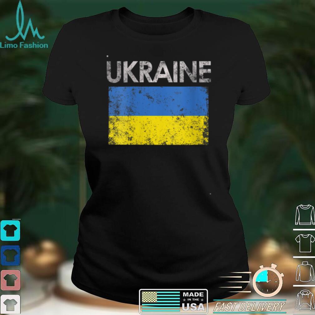 Womens Vintage Ukraine Ukrainian Flag Pride Gift V Neck T Shirt