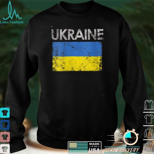 Womens Vintage Ukraine Ukrainian Flag Pride Gift V Neck T Shirt