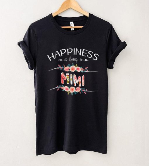 Happiness Is Being A Mimi Women Flower Decor Grandma T Shirt