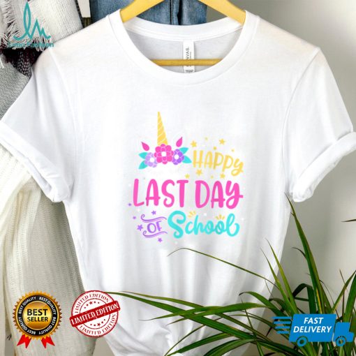 Happy Last Day Of School Unicorn Face Hello Summer Pool Girl T Shirt