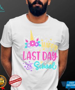 Happy Last Day Of School Unicorn Face Hello Summer Pool Girl T Shirt