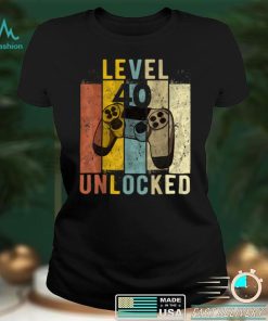Mens 40th Birthday Level 40 Unlocked Video Gamer Gift T Shirt