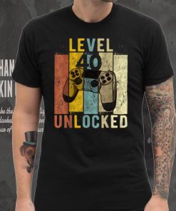 Mens 40th Birthday Level 40 Unlocked Video Gamer Gift T Shirt