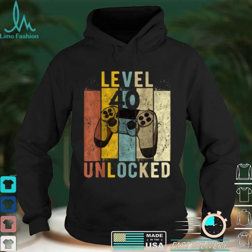 Mens 40th Birthday Level 40 Unlocked Video Gamer Gift T Shirt