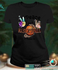 Peace Love Basketball Mum Life Mom Grandma Leopard T Shirt