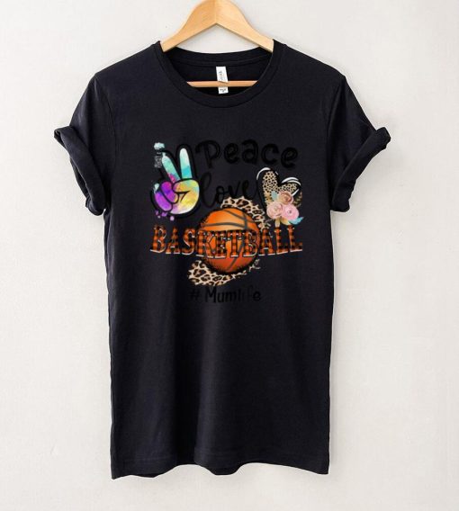 Peace Love Basketball Mum Life Mom Grandma Leopard T Shirt