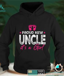 Retro Vintage Gender Reveal Proud New Uncle Its A Girl T Shirt