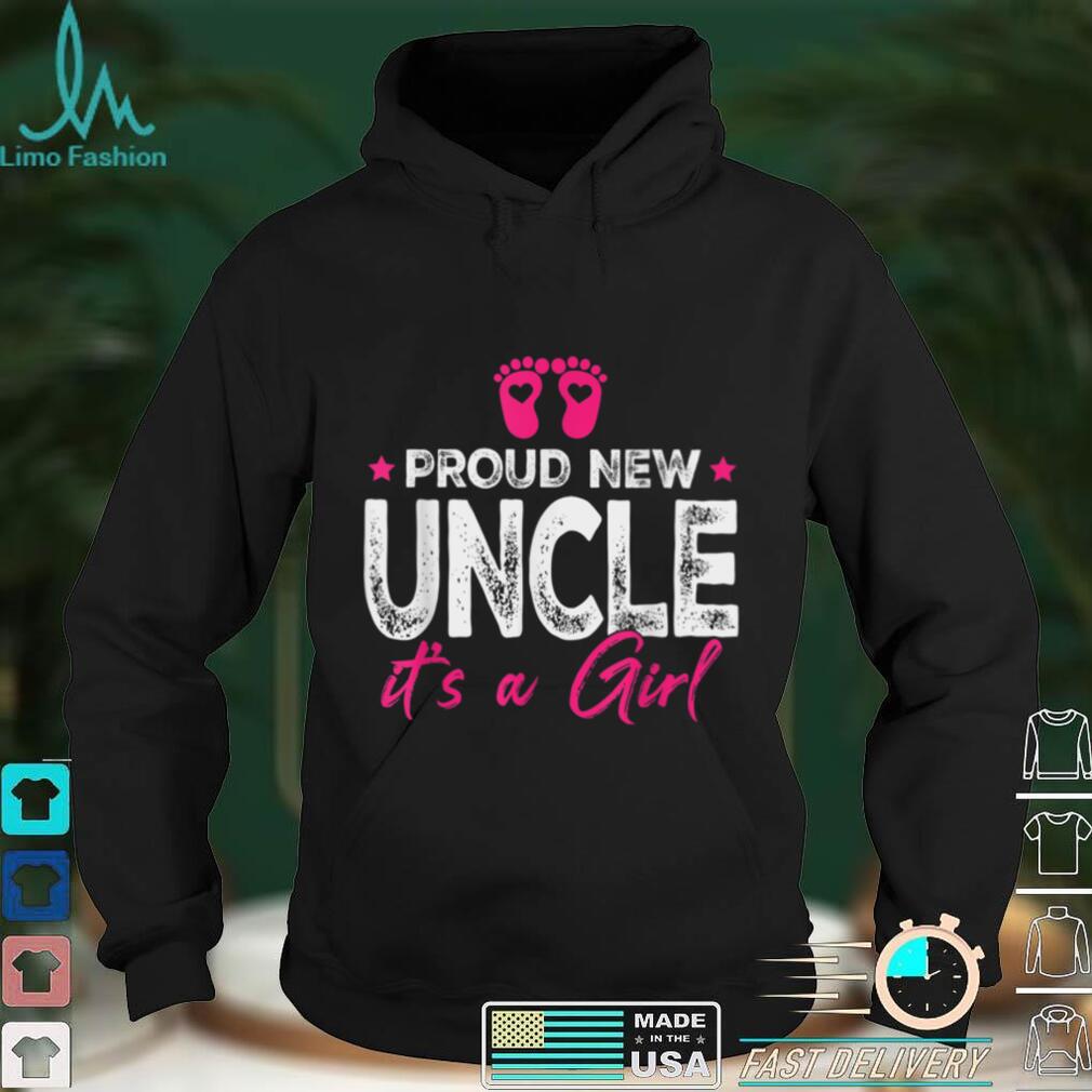 Retro Vintage Gender Reveal Proud New Uncle Its A Girl T Shirt