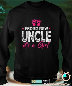 Retro Vintage Gender Reveal Proud New Uncle Its A Girl T Shirt