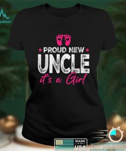 Retro Vintage Gender Reveal Proud New Uncle Its A Girl T Shirt