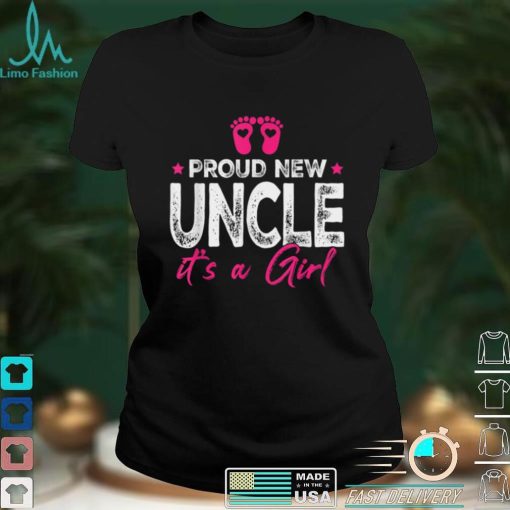 Retro Vintage Gender Reveal Proud New Uncle Its A Girl T Shirt