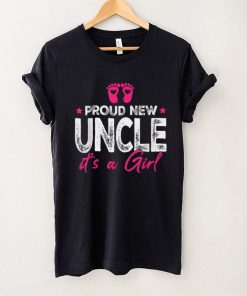 Retro Vintage Gender Reveal Proud New Uncle Its A Girl T Shirt