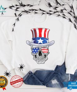 Skull 4th of July Uncle Sam Men USA American Flag Sunglasses T Shirt