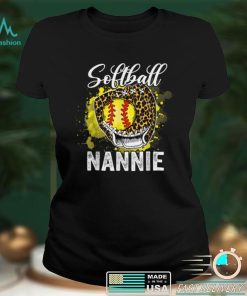 Softball Nannie Leopard Glove Game Day Mothers Day T Shirt