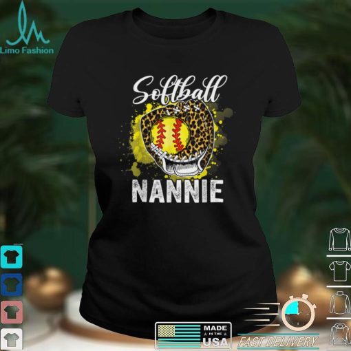 Softball Nannie Leopard Glove Game Day Mothers Day T Shirt