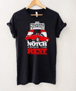 The Foxbody notch above the rest shirt