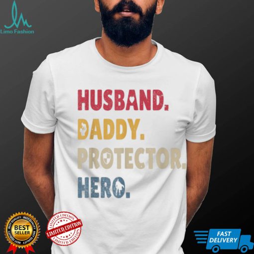 Vintage Retro Husband Daddy Protector Hero Father's Day T Shirts