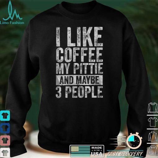 Womens Coffee Shirt I Like Coffee My Pittie And Maybe 3 People V Neck T Shirt