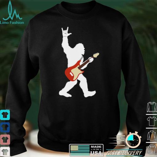 Bigfoot Rock and Roll Shirt for Sasquatch Believers Guitar T Shirt