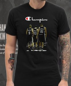 Tim Duncan #21 Manu Ginobili #20 Tony Parker #9 San Antonio Spurs signatures t shirt
