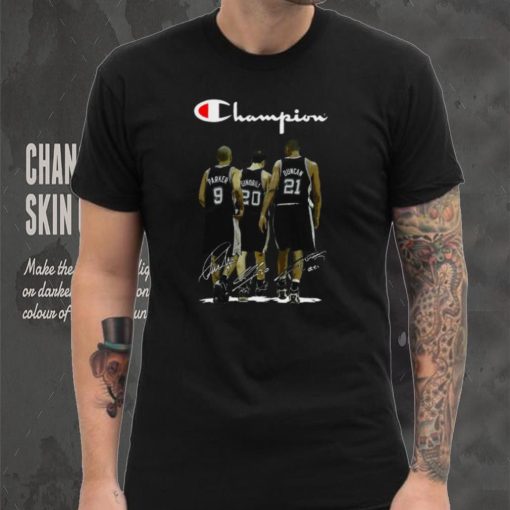 Tim Duncan #21 Manu Ginobili #20 Tony Parker #9 San Antonio Spurs signatures t shirt