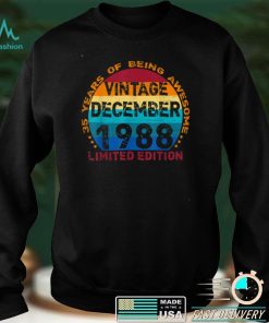 35 Years Old Vintage December 1988 Distressed 35th Birthday T Shirt