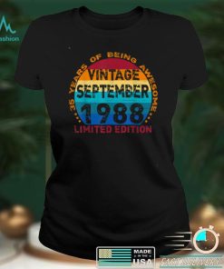 35 Years Old Vintage September 1988 Distressed 35th Birthday T Shirt