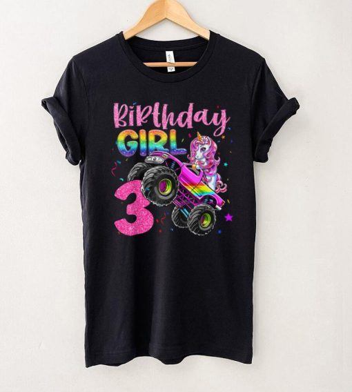 3rd Unicorn Monster Truck Birthday Girls Racing Love 3 Years T Shirt