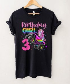 3rd Unicorn Monster Truck Birthday Girls Racing Love 3 Years T Shirt