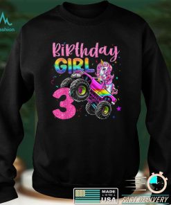 3rd Unicorn Monster Truck Birthday Girls Racing Love 3 Years T Shirt