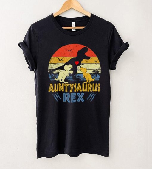 Aunty Saurus T Rex Dinosaur Aunty 2 kids Family Matching T Shirt