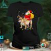 Christmas Light Three Santa Reindeer Elf Wine Glasses Lover T Shirt