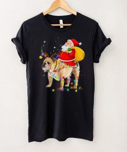 Christmas Santa Claus Riding English Bulldog Xmas Boys Dog T Shirt