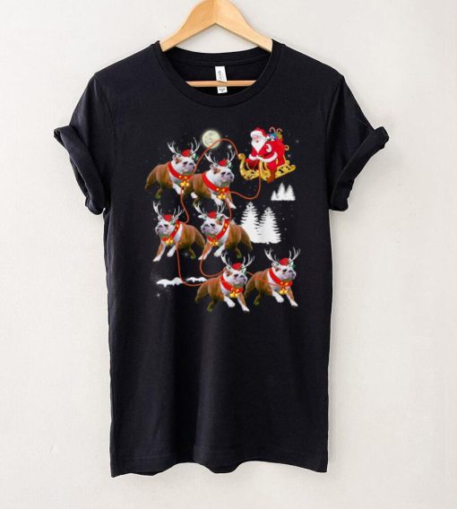 Christmas Santa Riding English Bulldog Xmas T Shirt