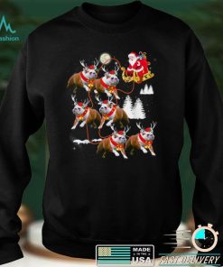 Christmas Santa Riding English Bulldog Xmas T Shirt