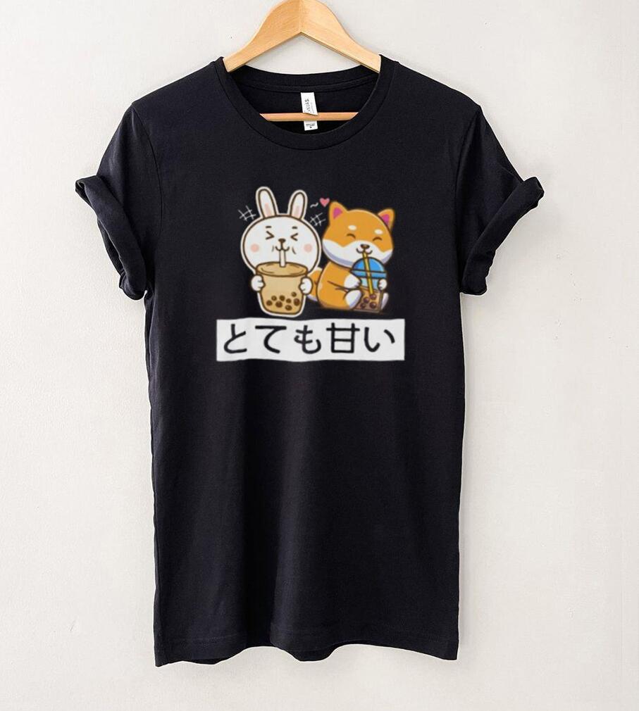 Cute Anime Kawaii Bunny And Fox Drinking Bubble Tea Lover Short Sleeve Unisex T Shirt Cute Anime Kawaii Bunny And Fox Drinking Bubble Tea Lover Short Sleeve Unisex T Shirt