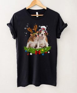 Cute English Bulldog Santa Reindeer Christmas T Shirt