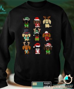 Dachshund Dogs Tree Christmas Reindeer Santa Christmas Funny T Shirt