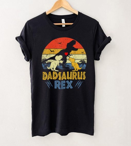 Dad Saurus T Rex Dinosaur Dad 2 kids Family Matching T Shirt