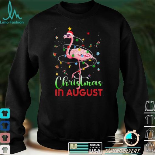 Funny Flamingo Christmas In August Xmas Summer Vacation T Shirt