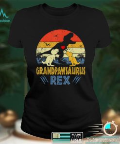 Grandpaw Saurus T Rex Dinosaur Grandpaw 2 kids Family T Shirt