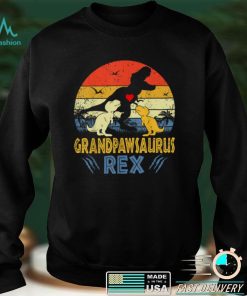 Grandpaw Saurus T Rex Dinosaur Grandpaw 2 kids Family T Shirt
