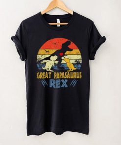 Great Papa Saurus T Rex Dinosaur Papa 2 kids Family Matching T Shirt