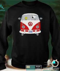 Snoopy and woodstock driving Hippie Volkswagen Beetle shirt