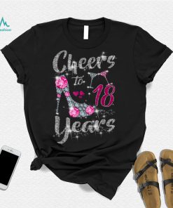 18th Birthday Gifts Cheers To 18 Year Old Wine high heels T Shirt