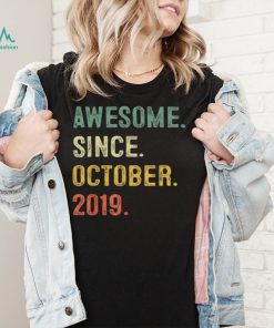 3 Years Old Boy Awesome Since October 2019 3rd Birthday Gift T Shirt