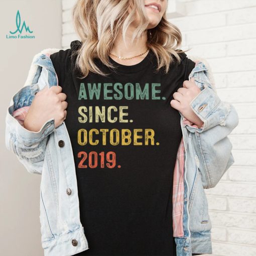 3 Years Old Boy Awesome Since October 2019 3rd Birthday Gift T Shirt