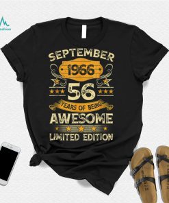 56 Years Old Gifts 56th Birthday Vintage September 1966 T Shirt